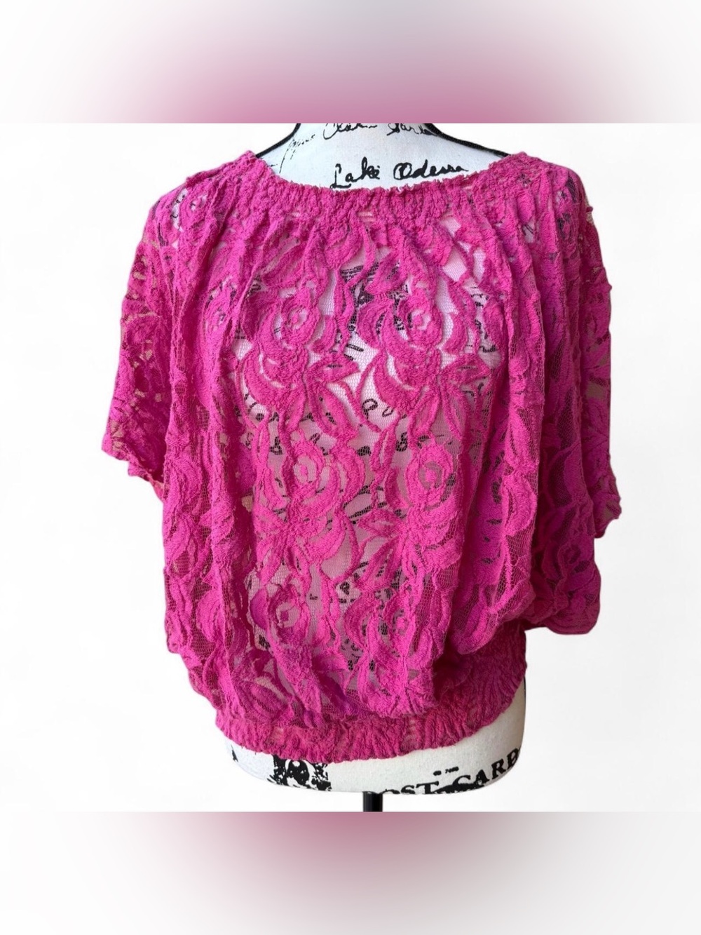 INC International Concepts Hot Pink Lace Blouse